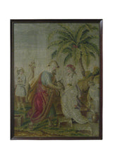 A19321 European Rug Handmade Area Traditional 1'6'' x 2'3'' -2x2- Whites Beige Needlepoint Pictorial Design