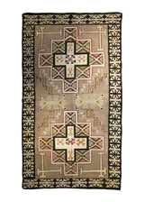 A19322 Native American Rug Navajo Handmade Area Antique Tribal 5'7'' x 9'5'' -6x9- Whites Beige Black Geometric Design