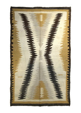 A19470 Native American Rug Navajo Handmade Area Tribal Antique 3'6'' x 5'6'' -4x6- Whites Beige Brown Yellow Gold Geometric Design