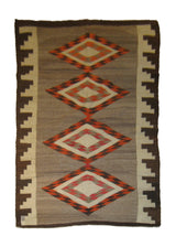 A19472 Native American Rug Navajo Handmade Area Tribal Antique 3'7'' x 5'4'' -4x5- Brown Orange Geometric Design
