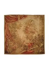 A19577 Oriental Rug Chinese Handmade Square Traditional 4'0'' x 4'0'' -4x4- Whites Beige Red Green Tapestry Abousson Design