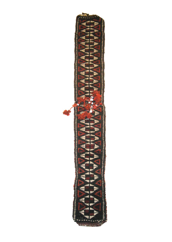 A19768 Oriental Rug Afghan Handmade Saddle Tribal 0'7'' x 5'2'' -1x5- Brown Whites Beige Red Geometric Design