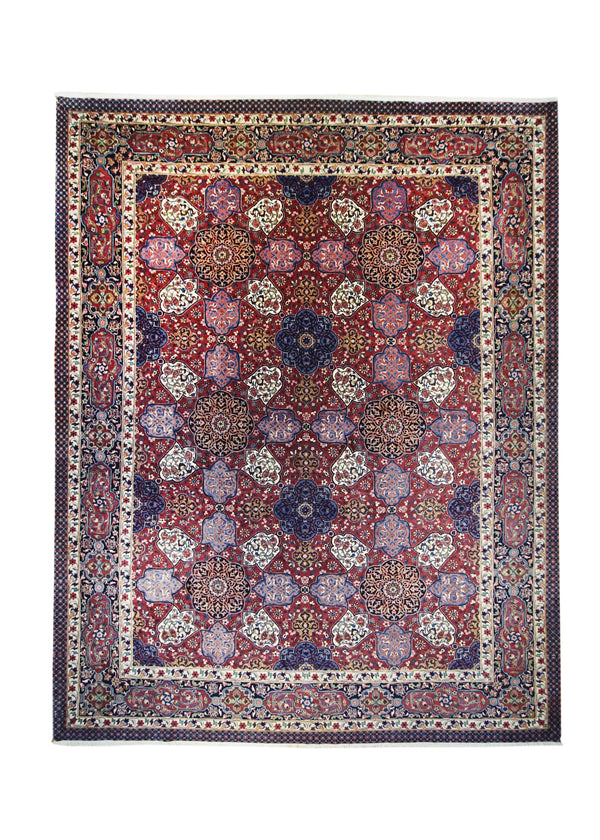 A19898 Persian Rug Mashhad Handmade Area Traditional 9'12'' x 12'7'' -10x13- Red Blue Garden Design