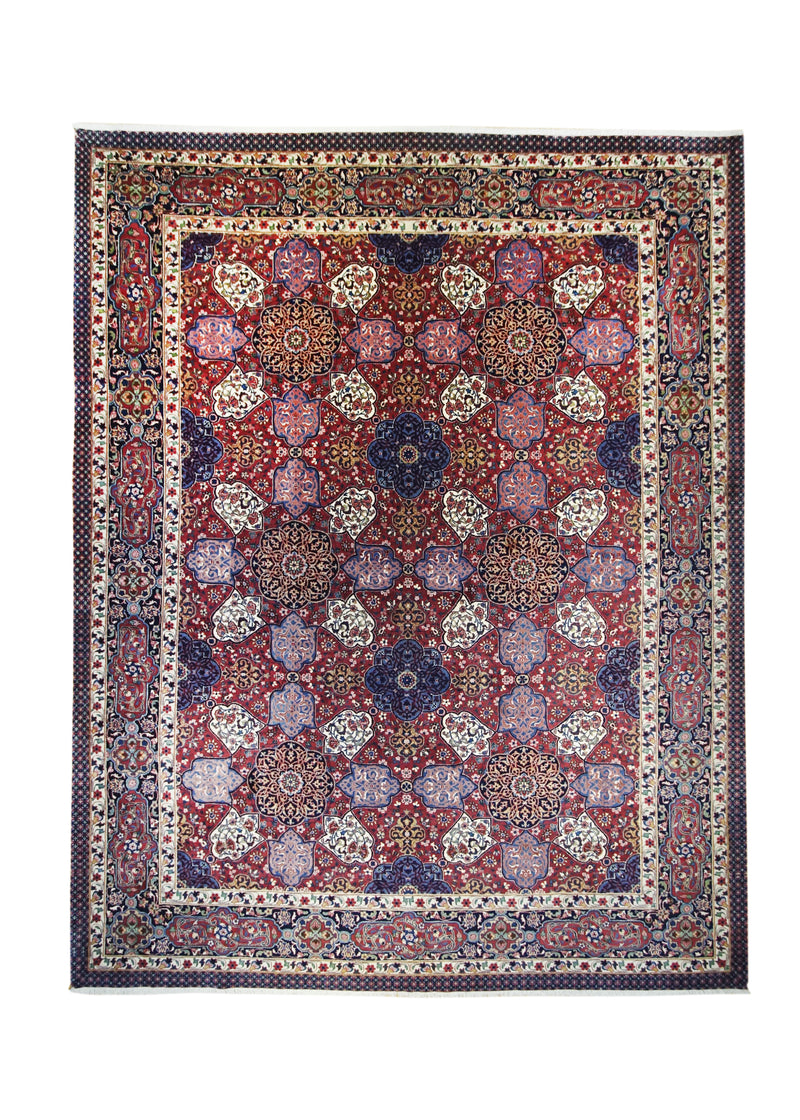 A19898 Persian Rug Mashhad Handmade Area Traditional 9'12'' x 12'7'' -10x13- Red Blue Garden Design