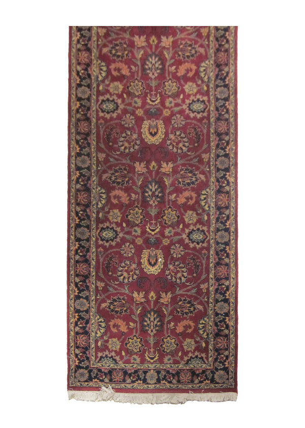 A19904 Oriental Rug Indian Handmade Runner Traditional 2'8'' x 20'3'' -3x20- Red Floral Design