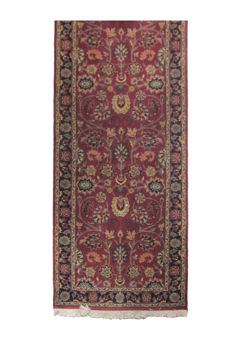 A19904 Oriental Rug Indian Handmade Runner Traditional 2'8'' x 20'3'' -3x20- Red Floral Design