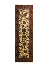 A19910 Oriental Rug Indian Handmade Runner Traditional 2'7'' x 8'2'' -3x8- Whites Beige Red Floral Design