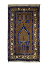 A19936 Oriental Rug Turkish Handmade Area Tribal 3'9'' x 6'2'' -4x6- Brown Blue Geometric Design