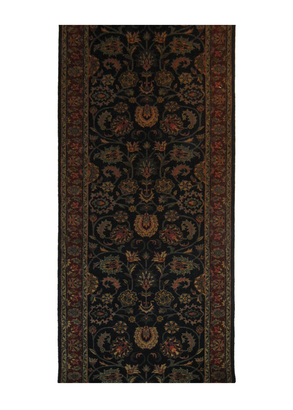 A19965 Oriental Rug Indian Handmade Runner Traditional 2'7'' x 20'4'' -3x20- Blue Red Floral Design