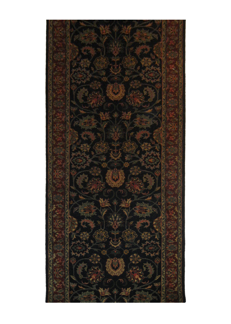 A19965 Oriental Rug Indian Handmade Runner Traditional 2'7'' x 20'4'' -3x20- Blue Red Floral Design