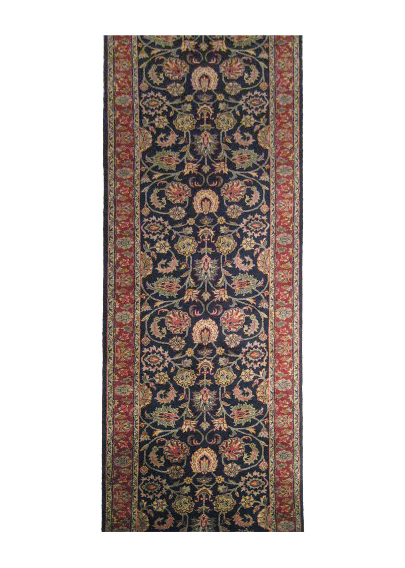 A19967 Oriental Rug Indian Handmade Runner Traditional 2'6'' x 17'11'' -3x18- Blue Red Floral Design
