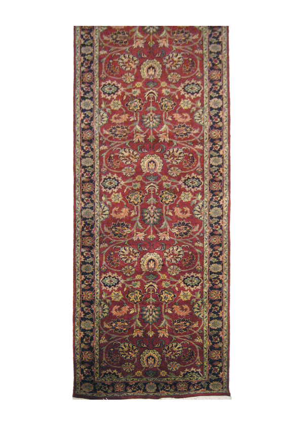 A19970 Oriental Rug Indian Handmade Runner Traditional 2'8'' x 10'0'' -3x10- Red Blue Floral Design