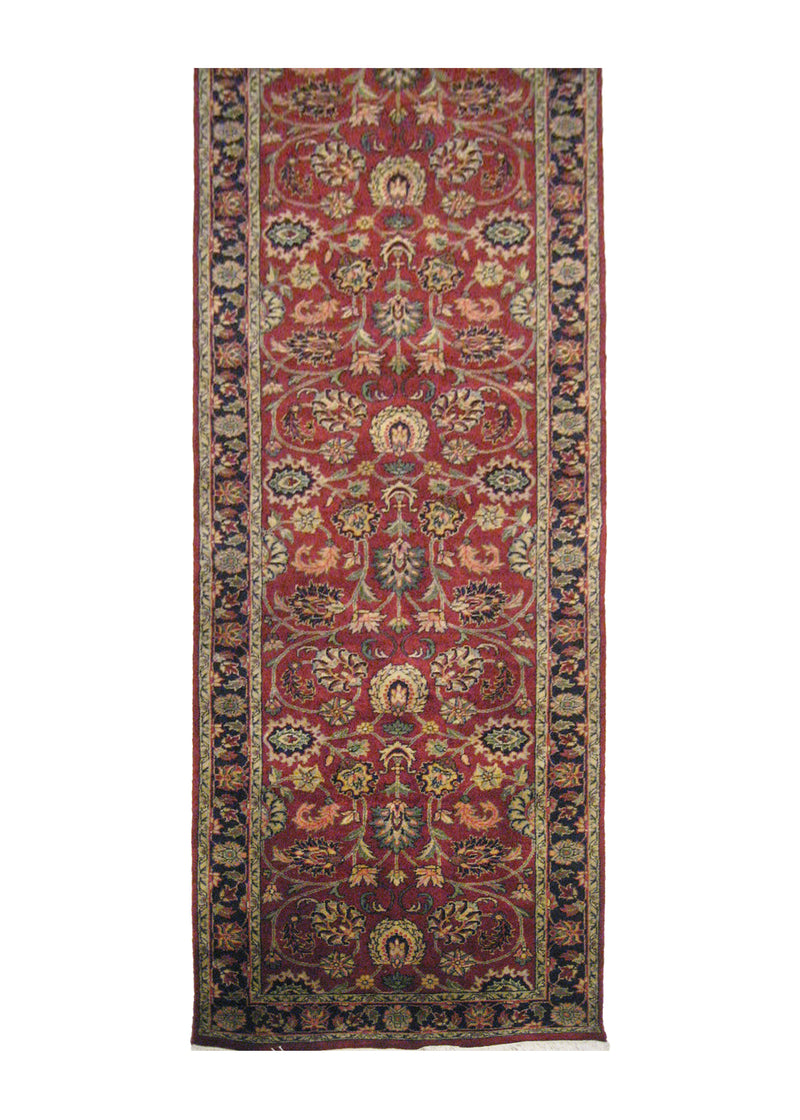A19970 Oriental Rug Indian Handmade Runner Traditional 2'8'' x 10'0'' -3x10- Red Blue Floral Design