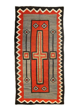 A19993 Native American Rug Navajo Handmade Area Tribal Antique 5'0'' x 10'0'' -5x10- Red Gray Whites Beige Crystal Geometric Design.jpg
