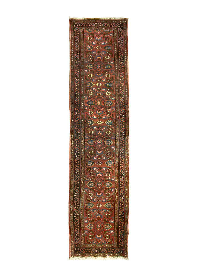 A20185 Caucasian Rug Azerbaijan Handmade Runner Tribal 3'9'' x 14'9'' -4x15- Red Geometric Design.jpg