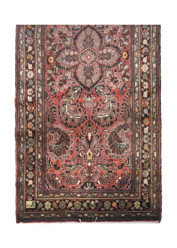 A20188 Persian Rug Hamadan Handmade Runner Tribal 3'7'' x 14'0'' -4x14- Red Geometric Design