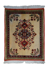 A20199 Persian Rug Qum Handmade Area Traditional 2'0'' x 2'7'' -2x3- Whites Beige Pink Open Field Floral Design