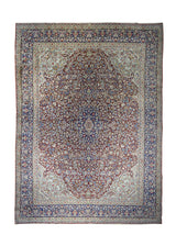 A20204 Persian Rug Lavar Kerman Handmade Area Traditional 9'9'' x 13'2'' -10x13- Red Blue Green Floral Design.jpg