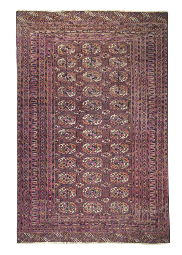A20317 Persian Rug Turkmen Handmade Area Tribal Antique 4'8'' x 7'2'' -5x7- Red Tekke Elephant Foot Bokhara Design