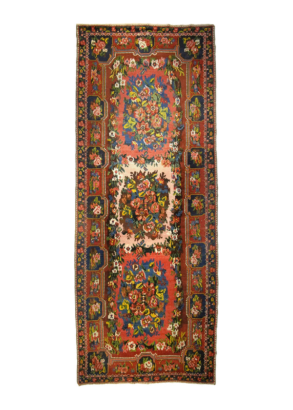 A20325 Persian Rug Bakhtiari Handmade Runner Tribal 5'5'' x 13'8'' -5x14- Red Floral Gol Farang Design