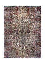 A20369 Persian Rug Lavar Kerman Handmade Area Traditional Antique 11'8'' x 15'7'' -12x16- Whites Beige Blue Red Floral Design