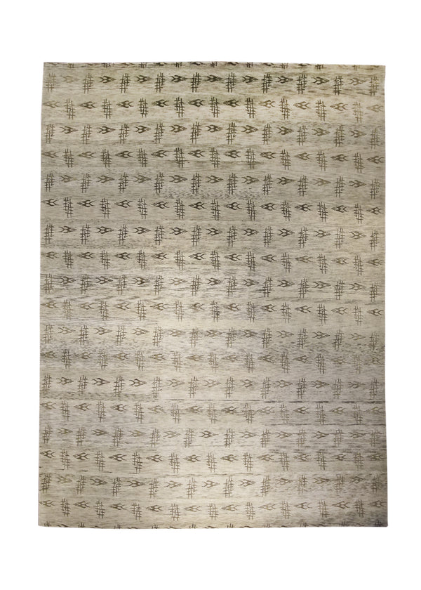 A20432 Oriental Rug Tibetan Handmade Area Modern 8'10'' x 11'11'' -9x12- Whites Beige Geometric Design