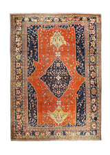 A20440 Persian Rug Farahan Sarouk Handmade Area Traditional Antique 8'6'' x 11'10'' -9x12- Red Blue Floral Design.jpg