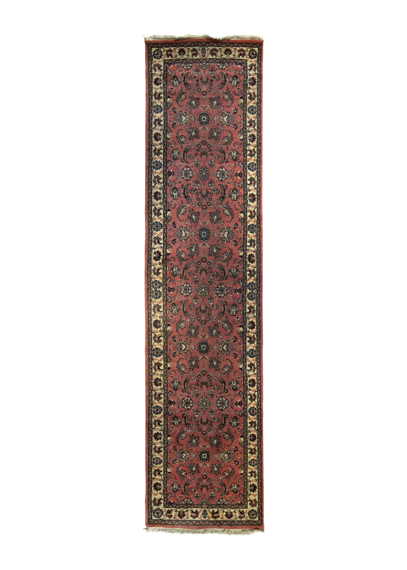 A20477 Oriental Rug Pakistani Handmade Runner Traditional 2'7'' x 10'9'' -3x11- Pink Whites Beige Kashan Floral Design.jpg
