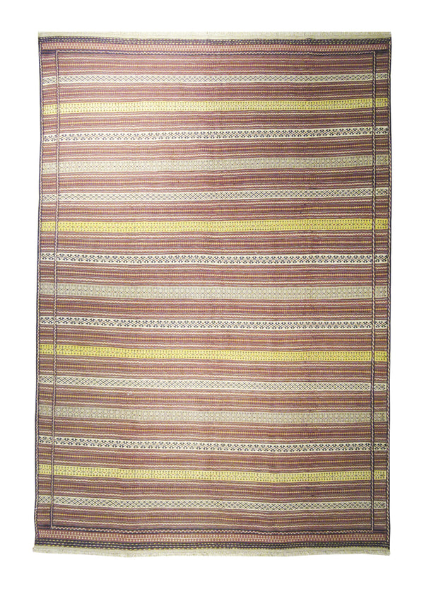 A20521 Persian Rug Quchan Handmade Area Tribal 7'7'' x 10'10'' -8x11- Red Yellow Gold Kilim Geometric Design