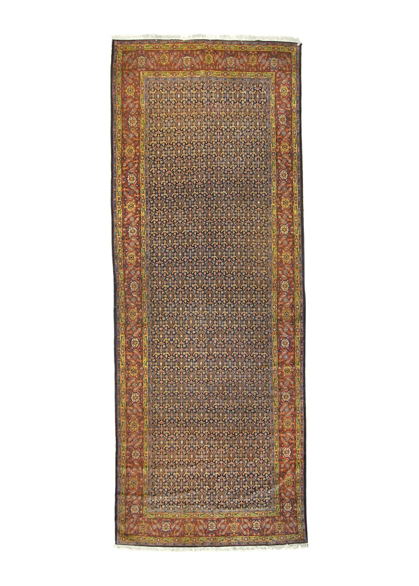 A20558 Persian Rug Senneh Handmade Runner Antique Traditional 6'5'' x 17'0'' -6x17- Blue Red Yellow Gold Mahi Fish Herati Design