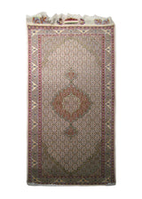 A20603 Persian Rug Tabriz Handmade Runner Traditional 2'10'' x 6'10'' -3x7- Green Whites Beige Mahi Fish Floral Design