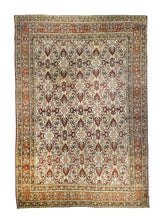 A20702 Persian Rug Kerman Handmade Area Tribal Antique 8'5'' x 11'8'' -8x12- Whites-Beige Red Floral Design.jpg