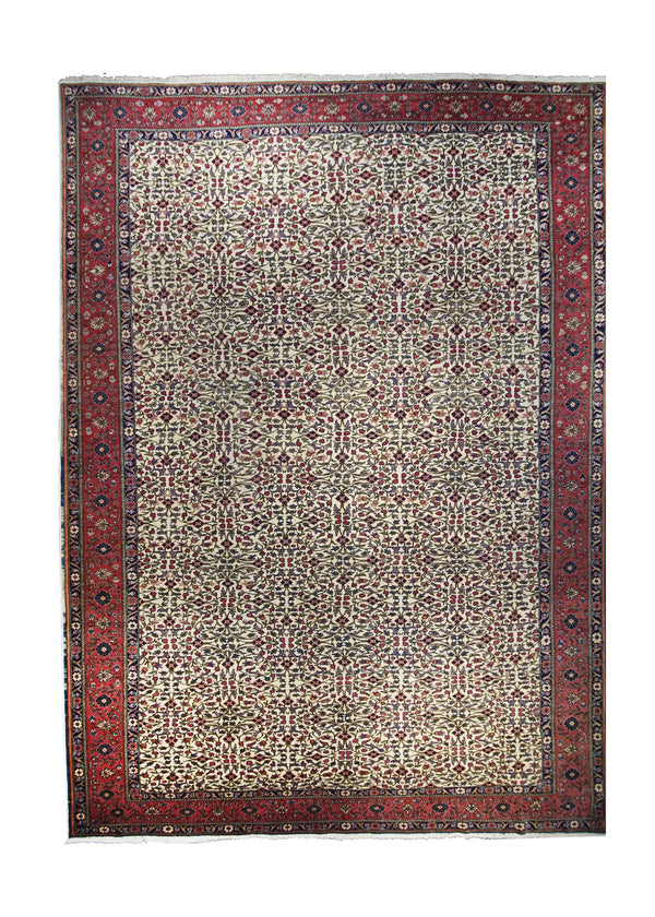 A20779 Oriental Rug Turkish Handmade Area Traditional 8'10'' x 12'0'' -9x12- Whites Beige Pink Green Floral Design