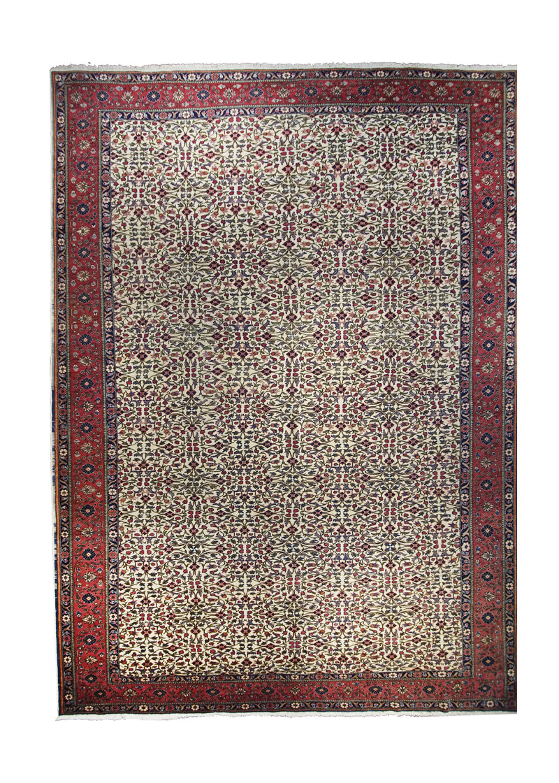 A20779 Oriental Rug Turkish Handmade Area Traditional 8'10'' x 12'0'' -9x12- Whites Beige Pink Green Floral Design