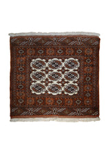 A20789 Persian Rug Turkmen Handmade Area Tribal 3'1'' x 3'7'' -3x4- Orange Elephant Foot Bokhara Design