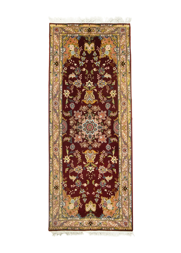 A20806 Persian Rug Tabriz Handmade Runner Traditional 2'9'' x 6'10'' -3x7- Pink Floral Design.jpg