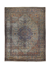 A20830 Persian Rug Lavar Kerman Handmade Area Traditional Antique 9'8'' x 13'1'' -10x13- Whites Beige Pink Blue Floral Design