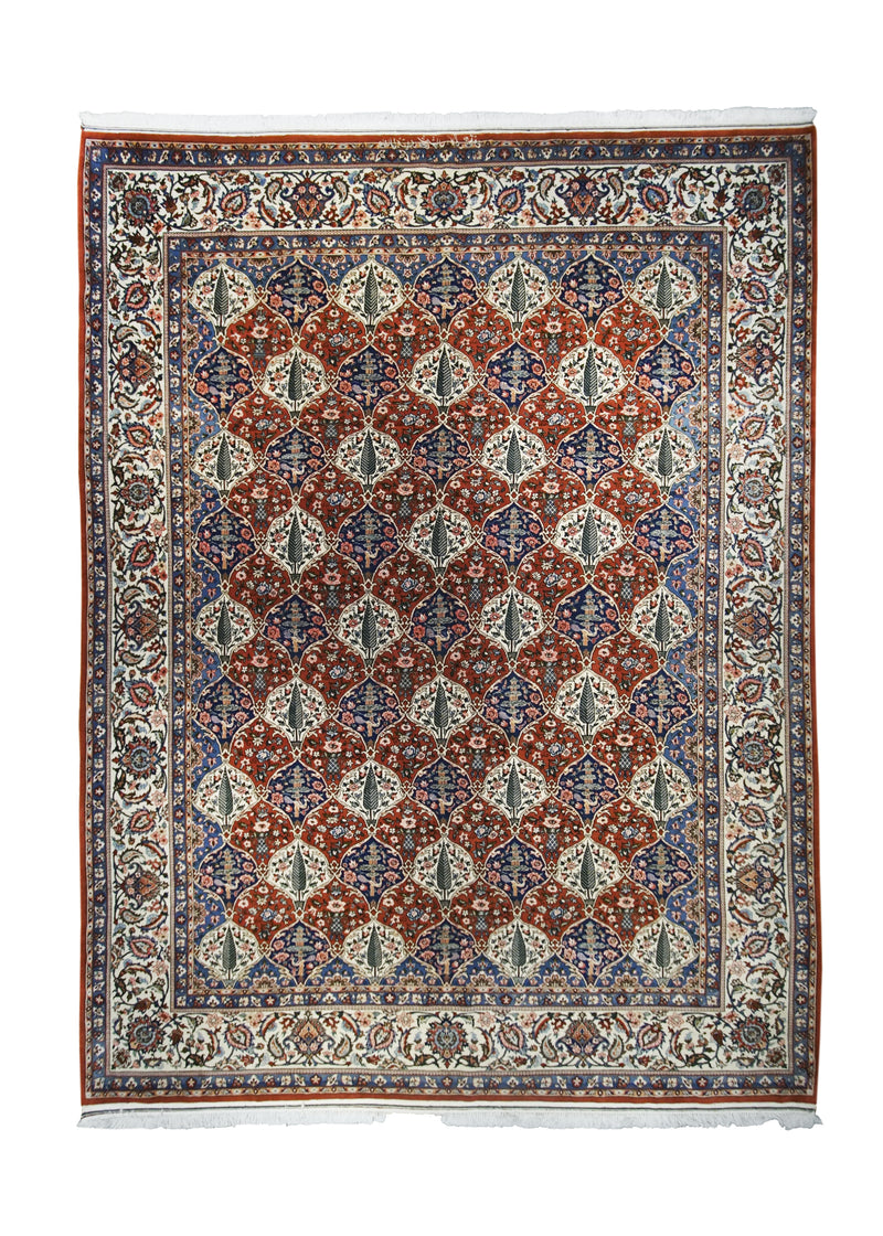 A20831 Persian Rug Bakhtiari Handmade Area Tribal 10'5'' x 13'5'' -10x13- Red Whites Beige Green Garden Design