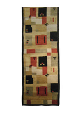 A20840 Oriental Rug Indian Handmade Runner Modern 3'1'' x 9'11'' -3x10- Black Red Yellow Gold Geometric Abstract Design
