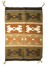 A21033 Native American Rug Navajo Handmade Area Tribal 1'8'' x 2'3'' -2x2- Green Brown Orange Geometric Design