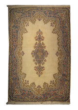 A21063 Persian Rug Lavar Kerman Handmade Area Traditional 5'10'' x 8'11'' -6x9- Whites-Beige Blue Open Field Floral Design.jpg