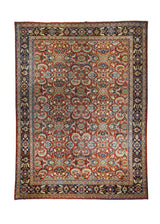A21131 Persian Rug Mahal Handmade Area Tribal Vintage 9'6'' x 12'7'' -10x13- Red Blue Floral Design