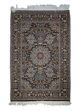 A21133 Persian Rug Isfahan Handmade Area Traditional 4'4'' x 6'4'' -4x6- Blue Orange Floral Design