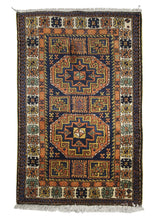 A21319 Persian Rug Meshkin Handmade Area Tribal 3'4'' x 5'0'' -3x5- Blue Orange Geometric Design