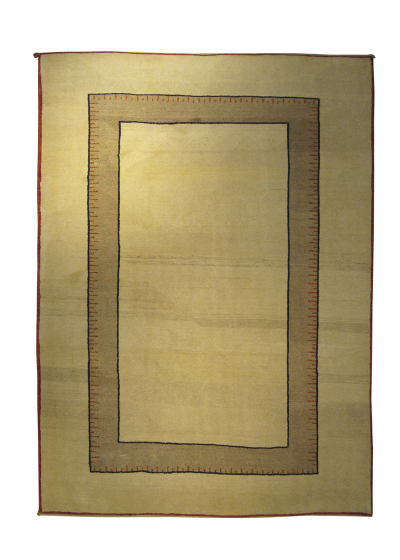 A21451 Persian Rug Gabbeh Handmade Area Tribal 7'3'' x 10'0'' -7x10- Whites Beige Brown Geometric Open Design