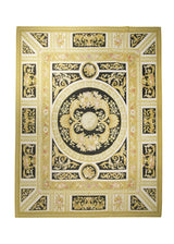 A21509 Oriental Rug Chinese Handmade Area Traditional 7'12'' x 10'0'' -8x10- Black Yellow Gold Tapestry Aubusson Design