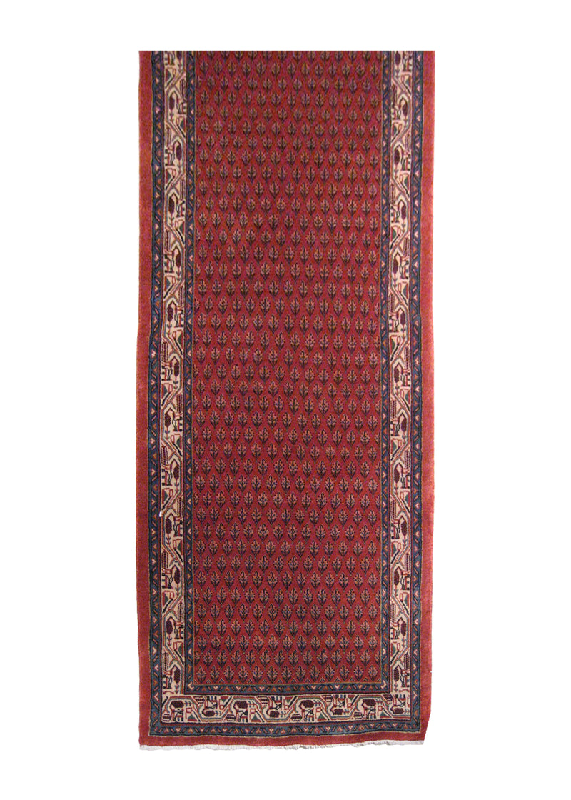 A21545 Persian Rug Arak Handmade Runner Tribal 2'8'' x 13'4'' -3x13- Red Paisley Boteh Design