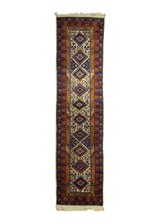 A21558 Oriental Rug Indian Handmade Runner Tribal 2'3'' x 8'11'' -2x9- Blue Red Yellow Gold Geometric Design