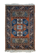 A21627 Persian Rug Ardabil Handmade Area Tribal 2'4'' x 3'6'' -2x4- Blue Whites Beige Geometric Design