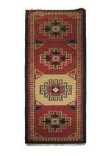 A21716 Oriental Rug Indian Handmade Runner Tribal 2'11'' x 9'8'' -3x10- Red Dhurrie Tea Washed Design